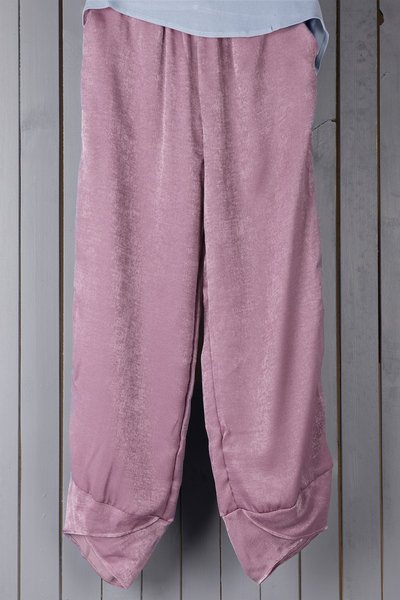 

Casual Linen Paneled Pants, Deep pink, Pants