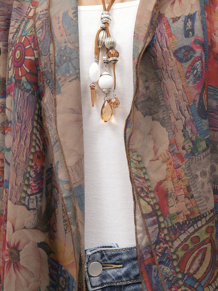 

Tribal Holiday 3/4 Sleeve Outerwear, Brown, Jackets& Coats