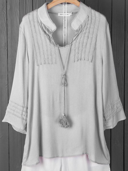 

Boho Guipure Lace Blouse, White, Long sleeve tops