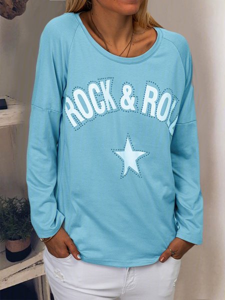 

Casual Letter Shirts & Tops, Light blue, Hoodies&Sweatshirts