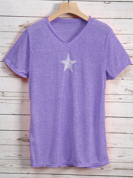 

Plus Size Casual Short Sleeve T-Shirts, Purple, T-Shirts