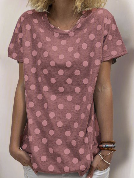 

Casuale Stampato Maniche Corte Girocollo Camicie, Rosso, T-Shirts