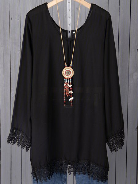 

Black A-line Women Casual Long Sleeve Solid Casual Dress, Casual Dresses