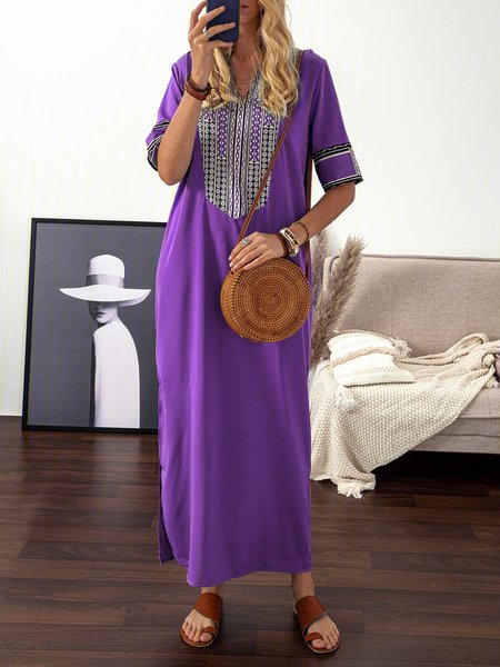 

Statement V Neck Casual Dresses, Purple, Casual Dresses