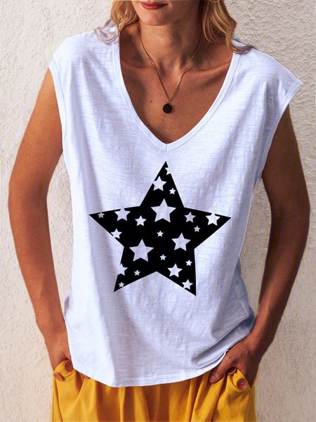 

Bianco Cotone senza maniche Stella Top, Tank Top