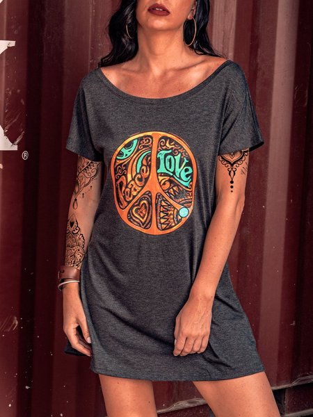 

Shift Off Shoulder Casual Weaving Dress, Gray, Casual Dresses