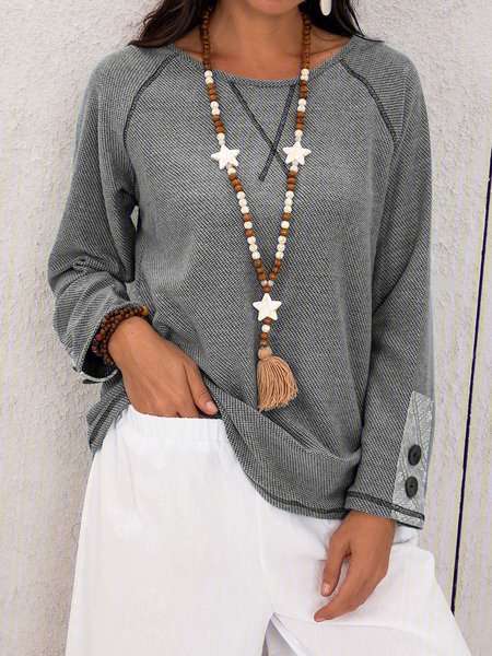 

Casual Long Sleeve Shirts Blouses, Gray, Tops