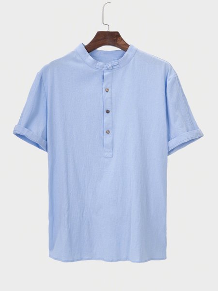 

Men's Buttoned Solid Basic Shirts, Lightblue, Shirts ＆ Blouse