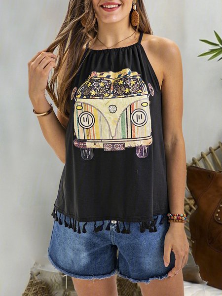 

Black Tribal Sleeveless Tank Top Shirts & Tops, Auto-Clearance