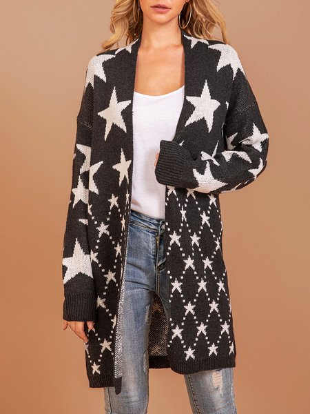 

Black Star Knitted Long Sleeve Sweater coat, Cardigans