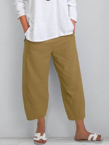 

Women's Linen Pants Chinos Pants Trousers Ankle-Length Cotton Side Pockets Baggy Mid Waist Fashion Casual Weekend, Khaki, Pants
