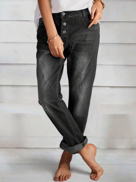 

Casual Pockets Jeans, Black, Jeans