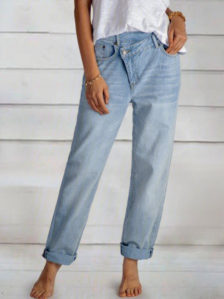 

Pantaloni Denim Casuale Dritto, Blu, Jeans