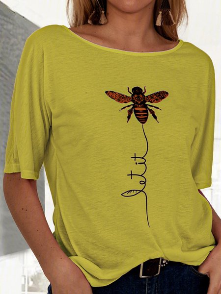 

Printed Long Sleeve T-shirt, Light yellow, T-Shirts