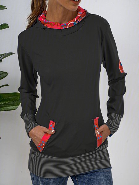 

Hoodie Floral-Print Long Sleeve Casual Sweatshirt, Gray, Hoodies & Sweatshirts