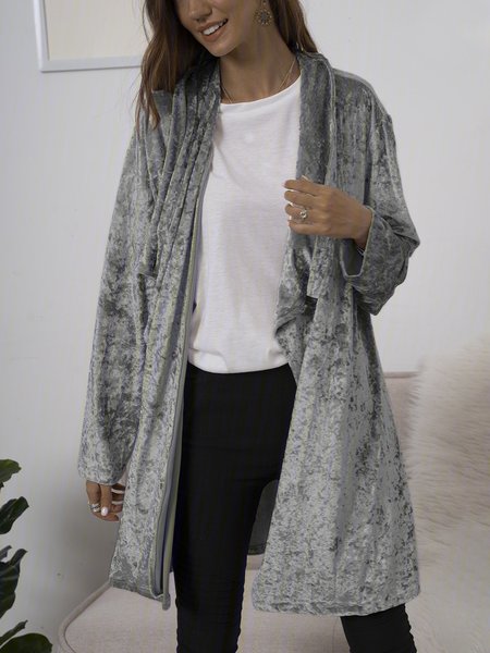 

Giacca taglia grande con Maniche Lunghe Velluto Casuale Tinta unita, Grigio, Outerwear