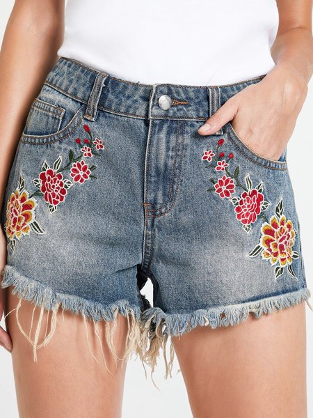 

Black Blue Casual Cotton Jeans, Shorts