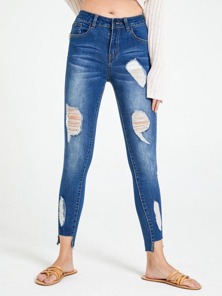 

Blue Casual Cotton Pants, Pants