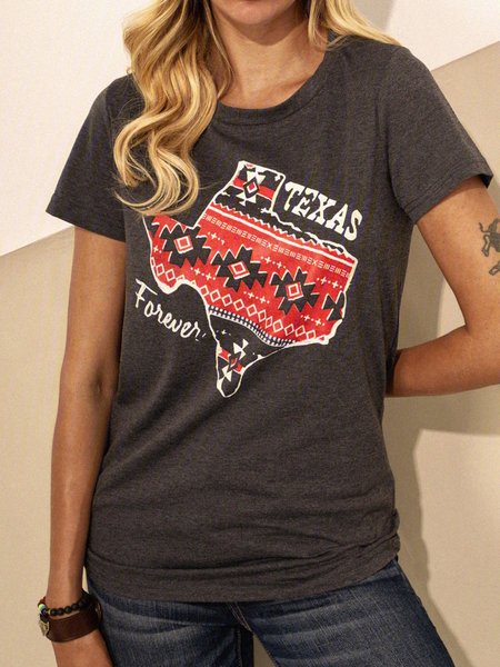 

Gray Crew Neck Short Sleeve Casual Tribal T-shirt, Email discount