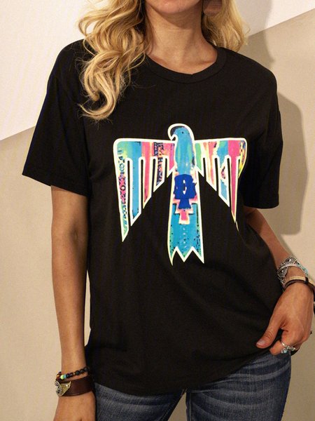 

Black Printed Short Sleeve Shirts & Tops, Tops