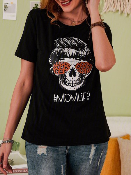 

Cotton Short Sleeve Casual Crew Neck T-shirt, Black, Auto-Clearance