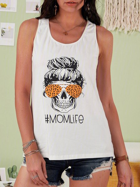 

Graffiti Printed Casual V Neck Sleeveless Vest, White, Auto-Clearance