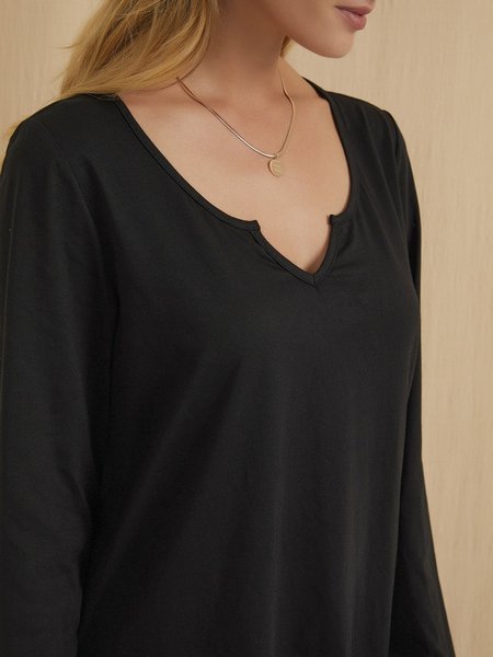 

Black Solid Long Sleeve Tops, Designers