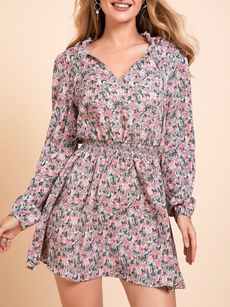 

Red Floral Vintage Chiffon Dresses, Dresses