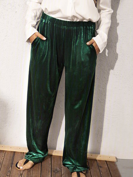 Green Velvet Casual Pant, Pants
