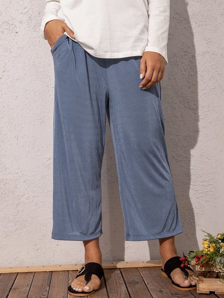 

Blue Knitted Casual Pants, Pants
