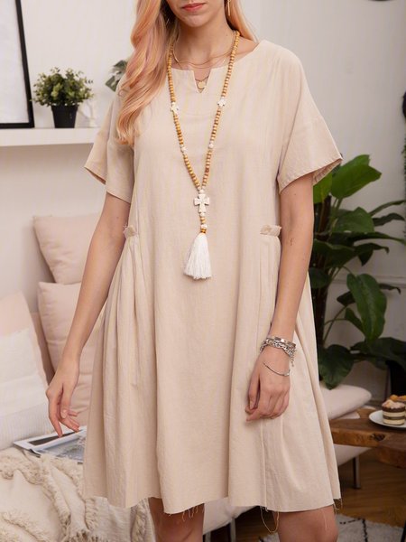 

Apricot Pockets Short Sleeve Maxi Weaving Dress, Auto-Clearance
