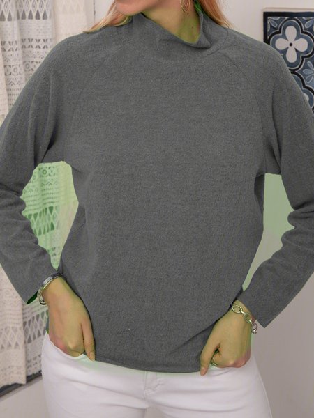 

Casual Long Sleeve Sweater, Gray, Sweaters