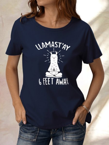 

Cartoon Print Short Sleeve Casual T-shirt, Blue, T-Shirts