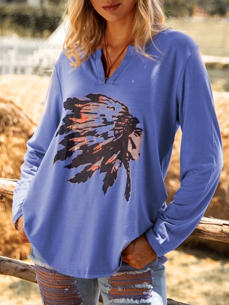 

Casual Long Sleeve Shirts & Tops, Blue, Tops