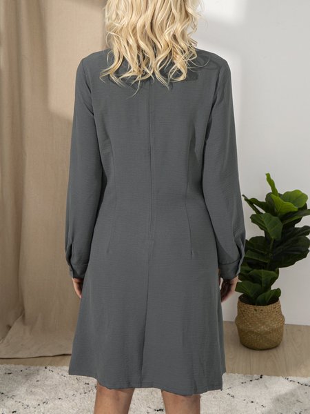 

Beige Long Sleeve Crew Neck Cotton-Blend Weaving Dress, Dresses