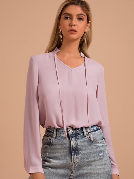 

Green Ruffled Chiffon Long Sleeve Blouse, Purple, Shirts & Blouses