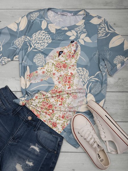 

Color Cotton-Blend Vintage T-shirt, Tops
