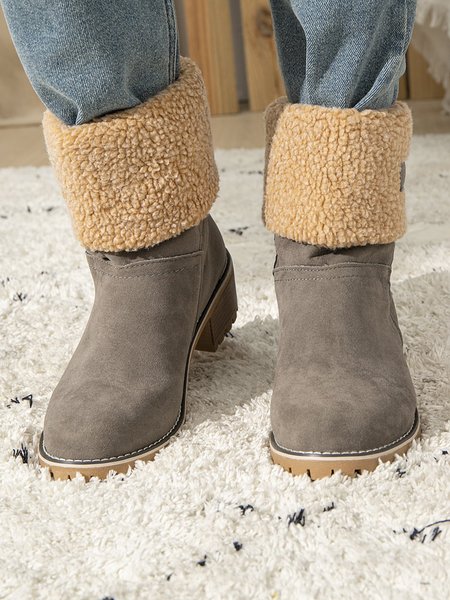 

Women Warm Square Heels Ankle Snow Boots, Gray, Boots