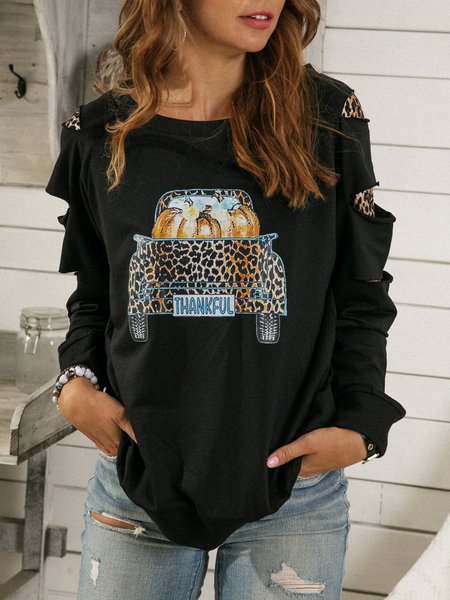 

Cotton-Blend Crew Neck Long Sleeve Sweatshirts, Black, Hoodies & Sweatshirts
