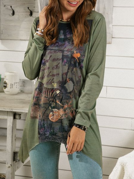 

Cotton Animal Long Sleeve Shirts & Tops, Green, Long sleeve tops