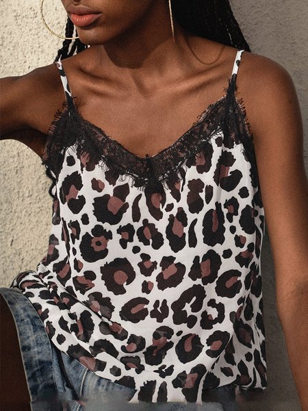 

Casual sexy vacation leopard strap T-shirt, Brown, Email discount