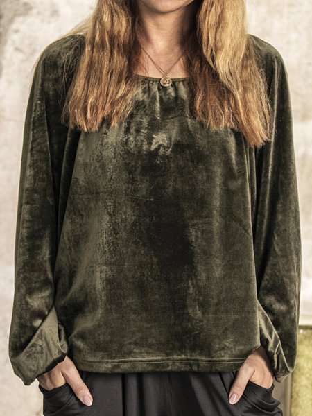 

Women's Casual Velvet Long sleeve Top, Green, Designers