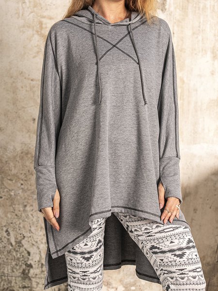 

Oversize Long Sleeve Melange Hoodie Cloak sweatshirt, Gray, Hoodies & Sweatshirts