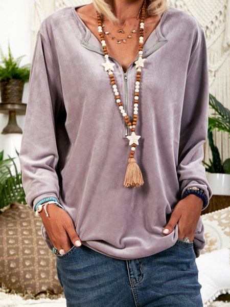 

Gray V Neck Vintage Sweatshirt, Hoodies&Sweatshirts