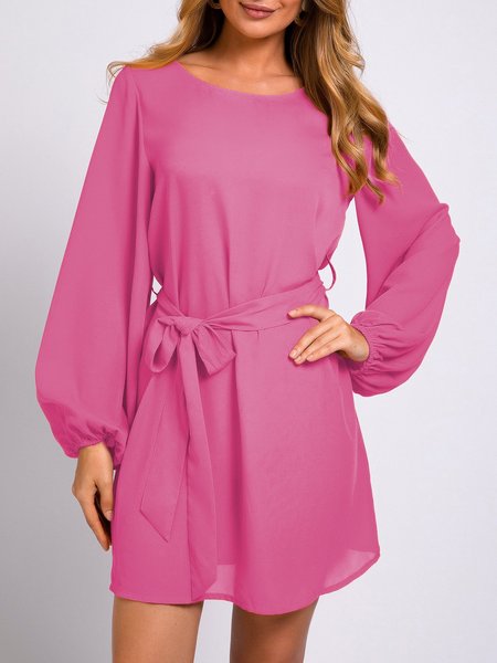 

Ginger Yellow Balloon Sleeve Chiffon Mini Dress, Rose, Mini Dresses