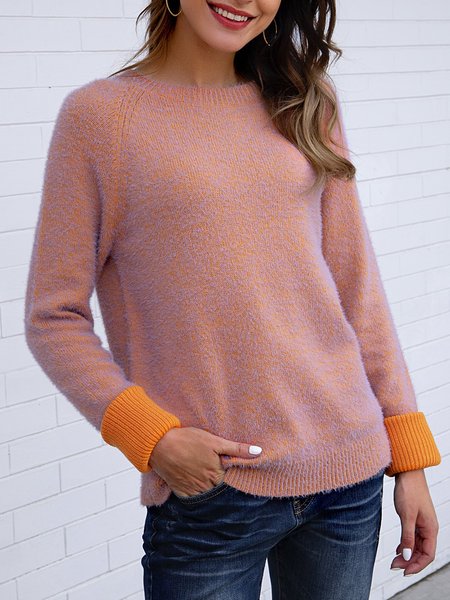 

Orange Color-Block Casual Sweater, Sweaters