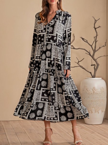 

Nero A-line Girocollo Maniche Lunghe Abito, Dresses