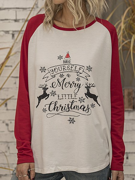 

Cotton Vintage Shift Letter T-shirt, Red, T-Shirts