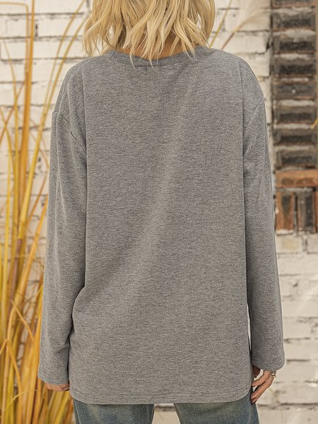

Gray Long Sleeve Cotton-Blend Shirts & Top, Tops