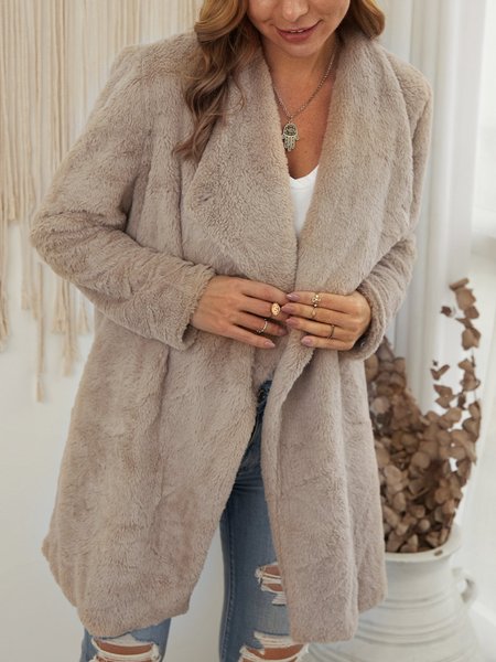 

Faux Fur Casual Coat Parka Long Jacket Jacket, Brown, Cardigans